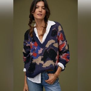 Anthropologie Maeve V-neck floral sweater. Brand New NWOT